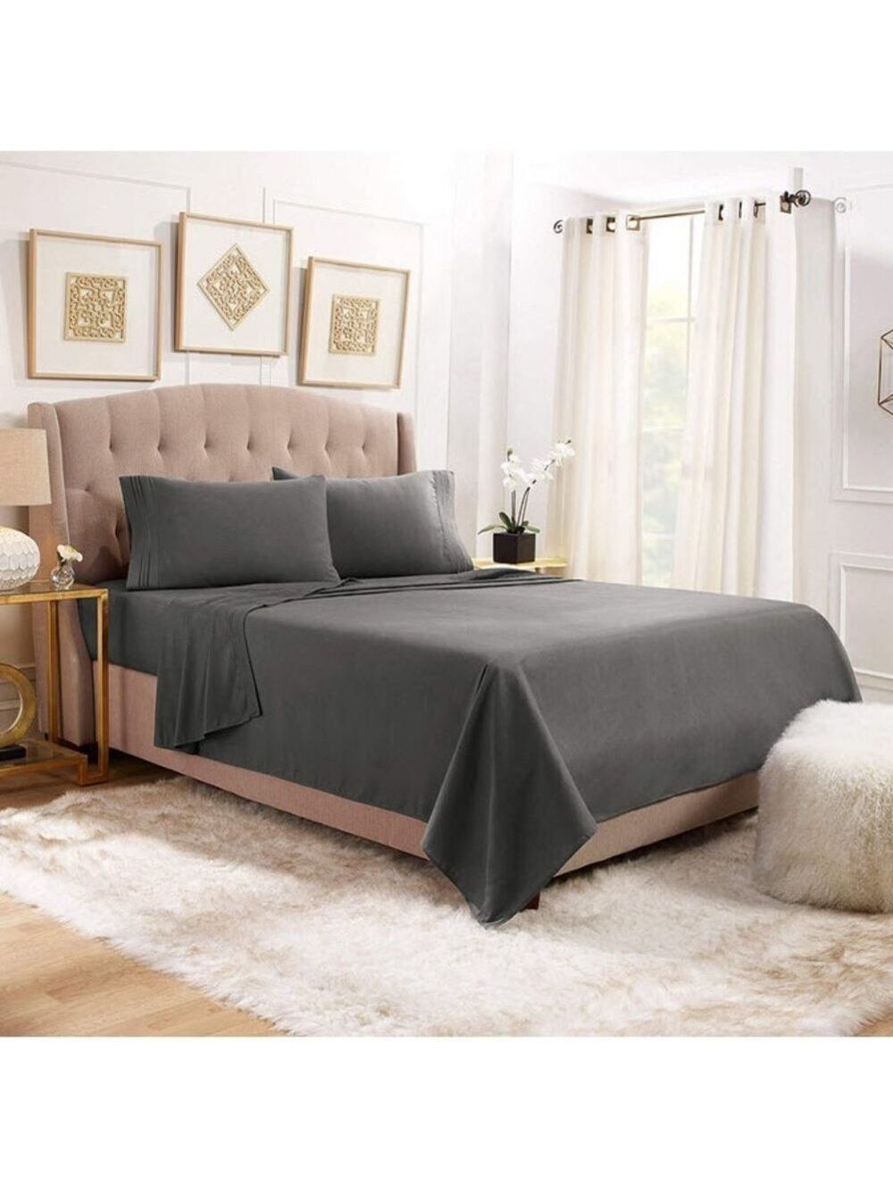 Soft Microfiber Charcoal Gray King 4 piece set